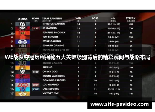 WE战队夺冠历程揭秘五大关键级别背后的精彩瞬间与战略布局