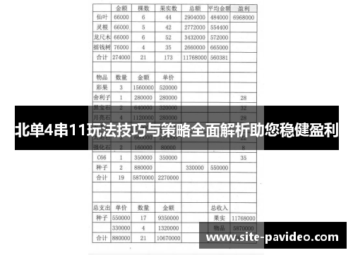 北单4串11玩法技巧与策略全面解析助您稳健盈利