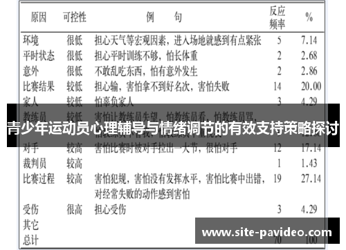 青少年运动员心理辅导与情绪调节的有效支持策略探讨